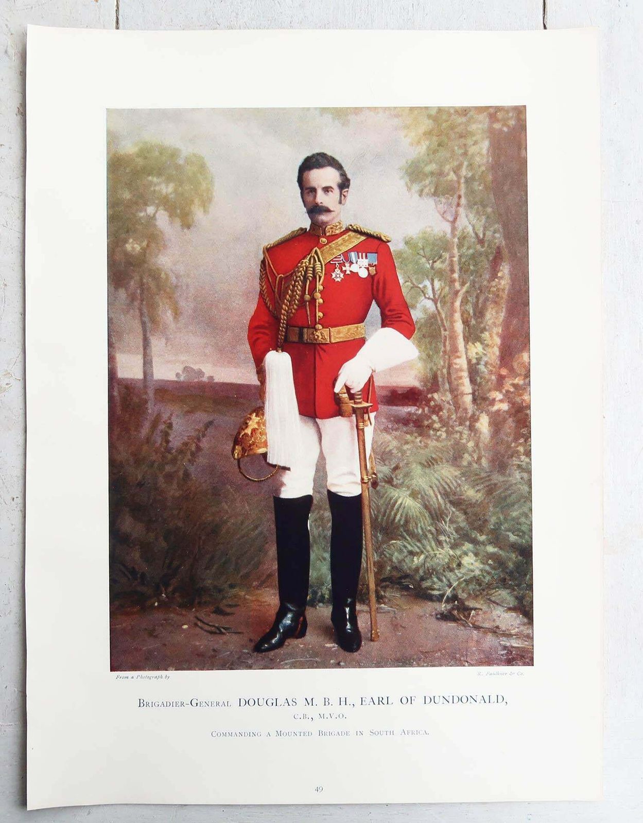 Set Of 8 Large Original Antique Prints Of Gentlemen In Military Costume. 1900 photo furniture