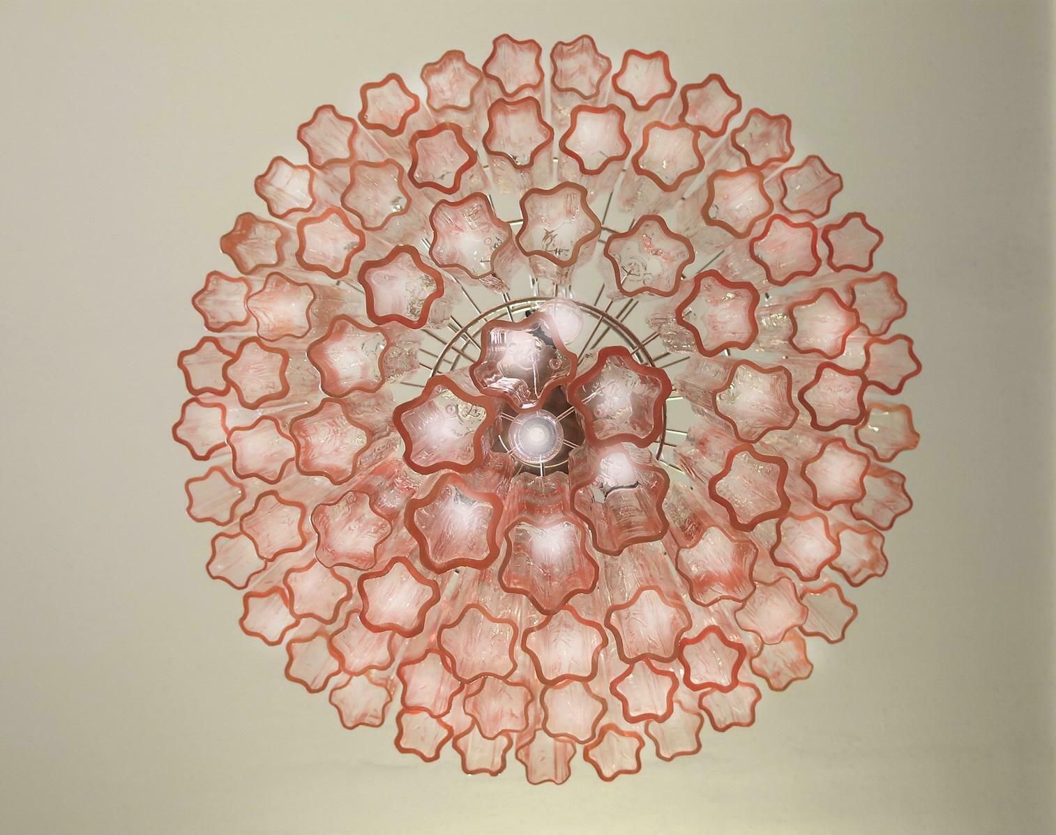 photo for sale Italian Tronchi Chandelier, 78 Pink Glasses, Murano