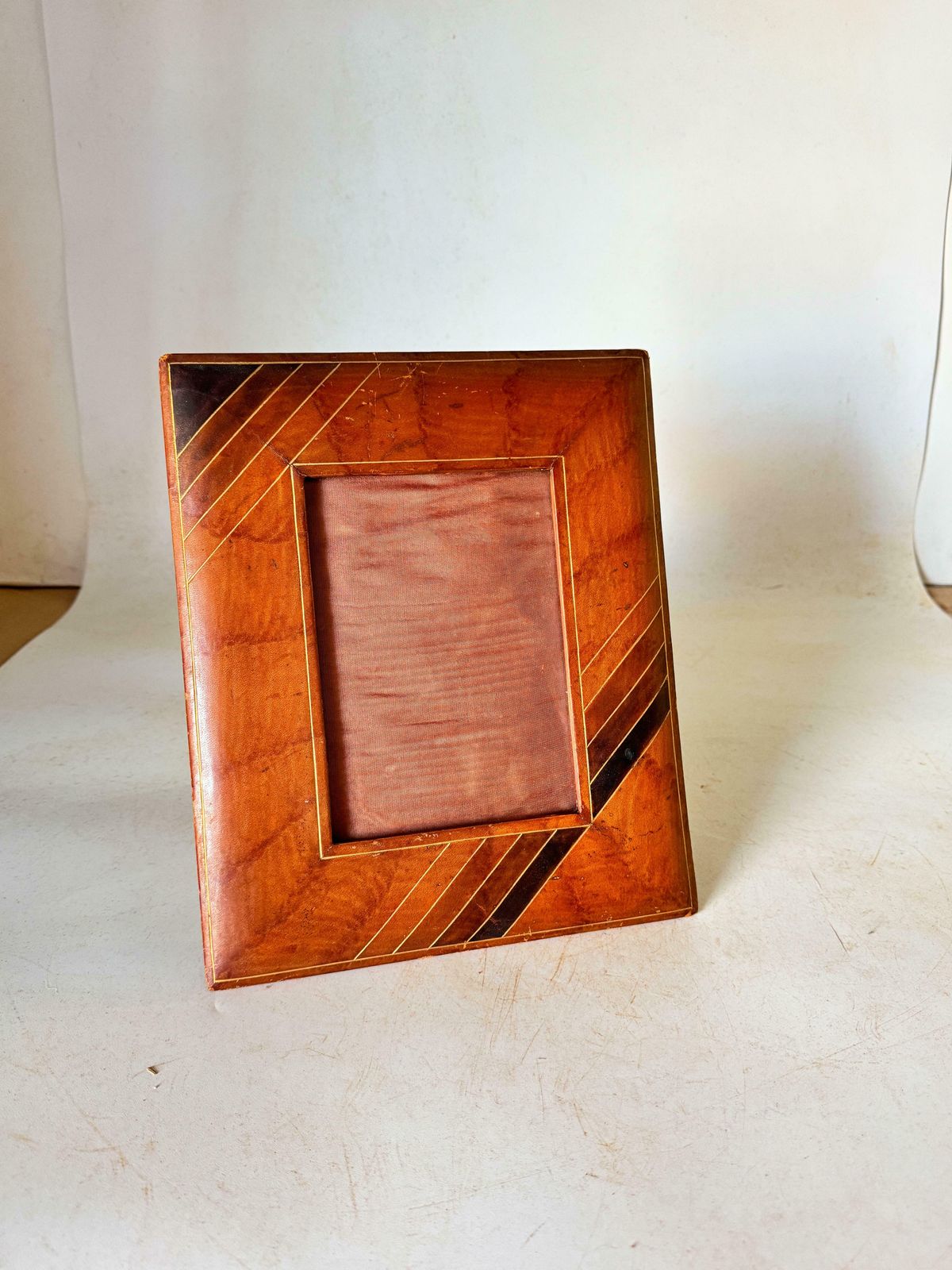 Jacques Adnet Style, Brown Leather Picture Frame, France 1940 photo Home Decor
