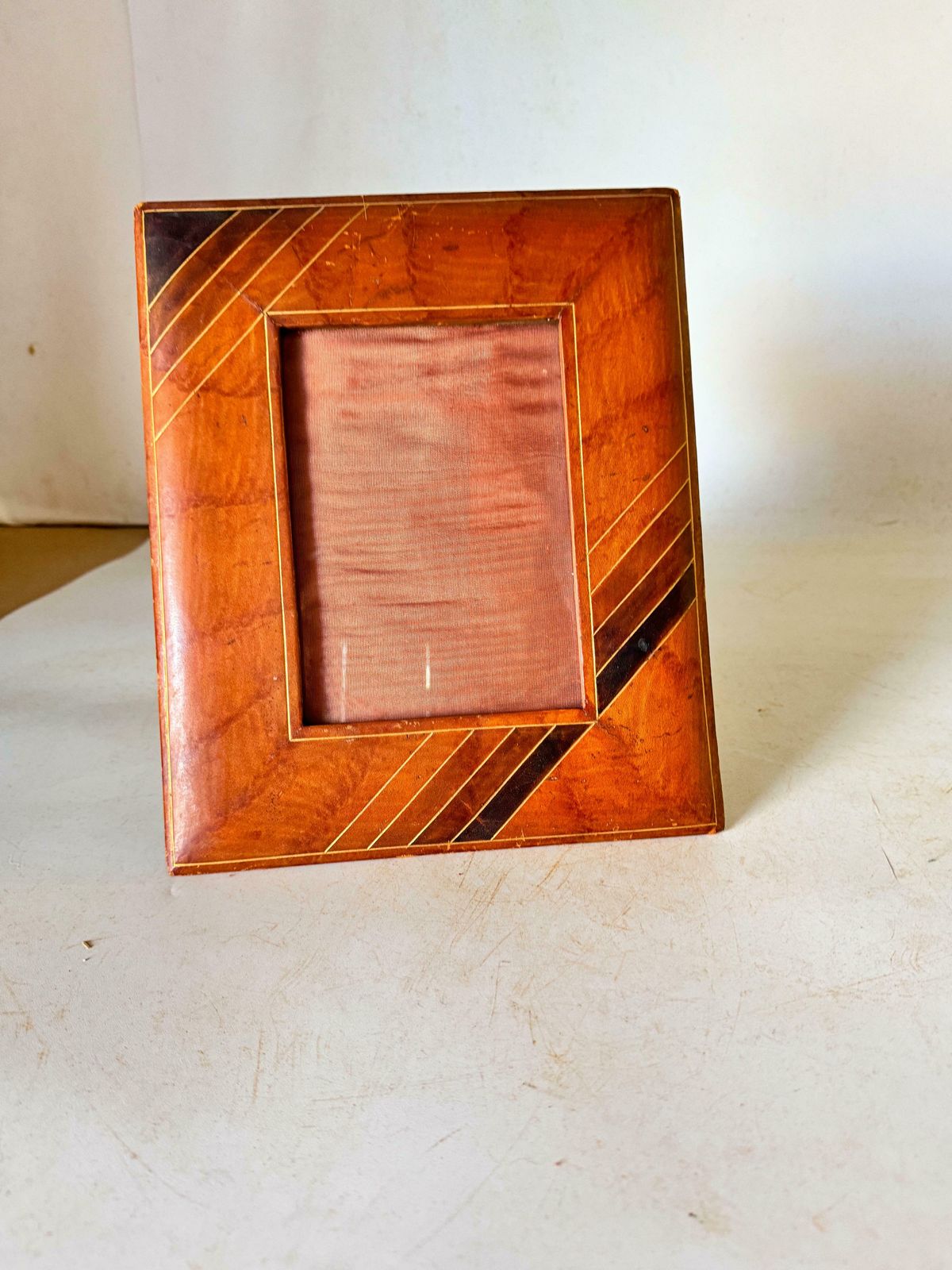 Jacques Adnet Style, Brown Leather Picture Frame, France 1940 photo 366.0