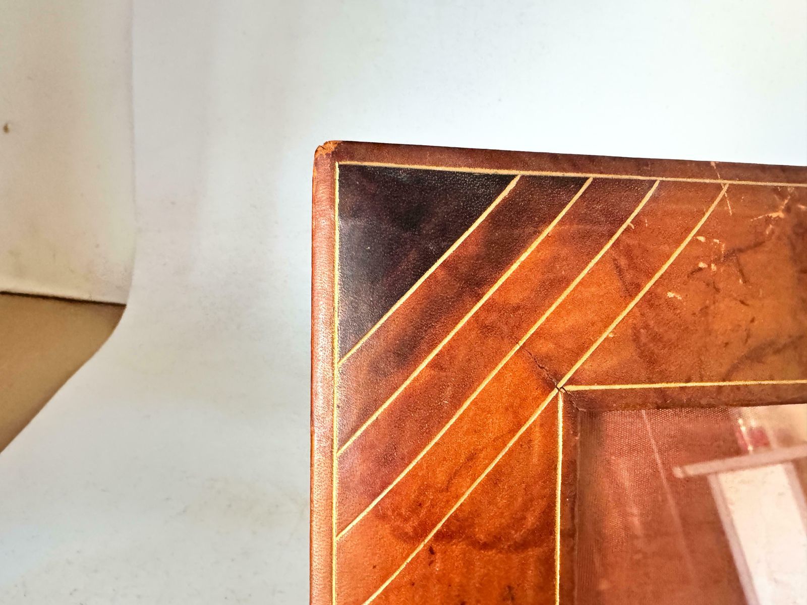photo furniture Jacques Adnet Style, Brown Leather Picture Frame, France 1940