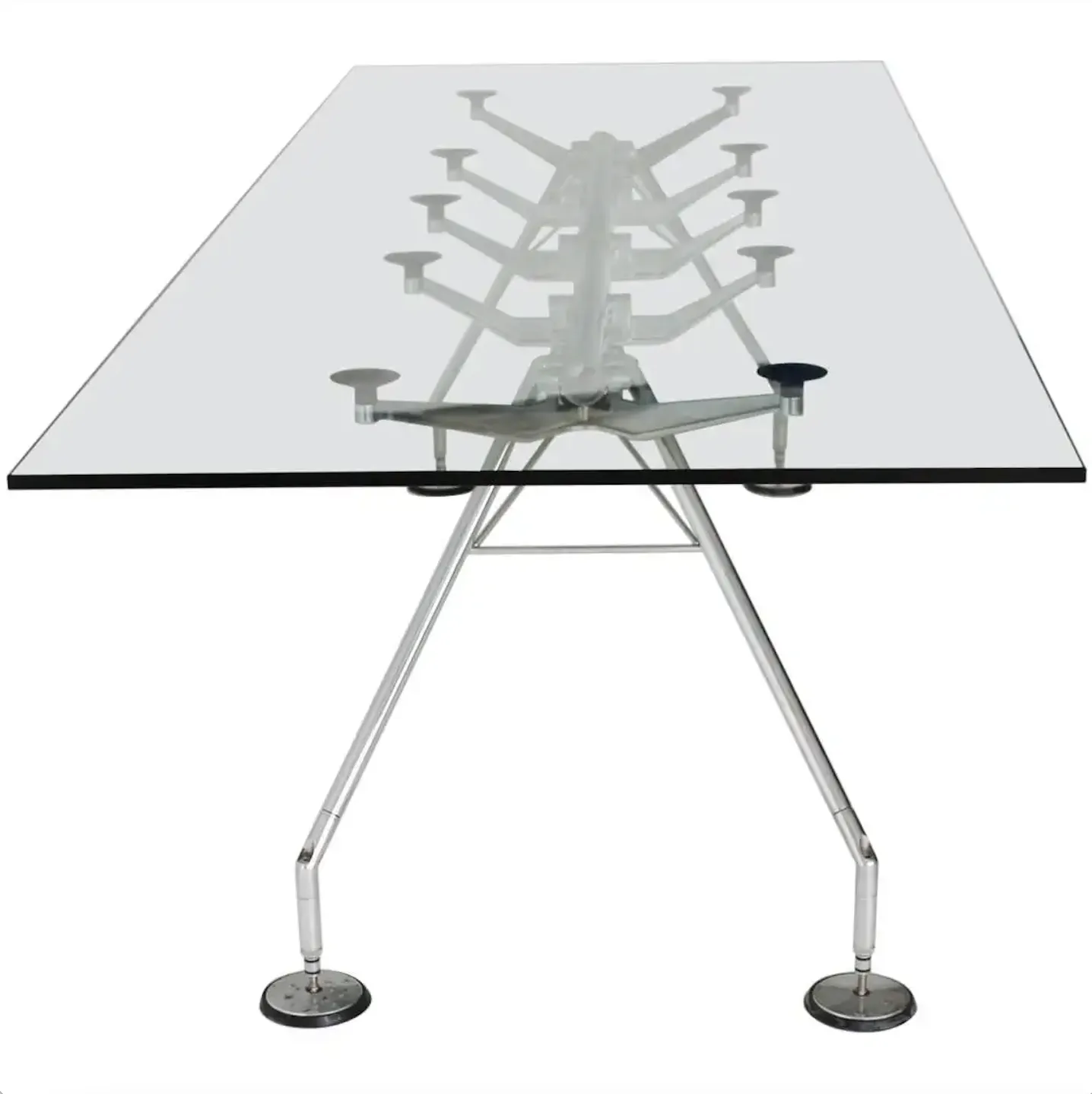 Vintage Chrome And Glass Dining Table Nomos By Sir Norman Foster 1986 photo furniture