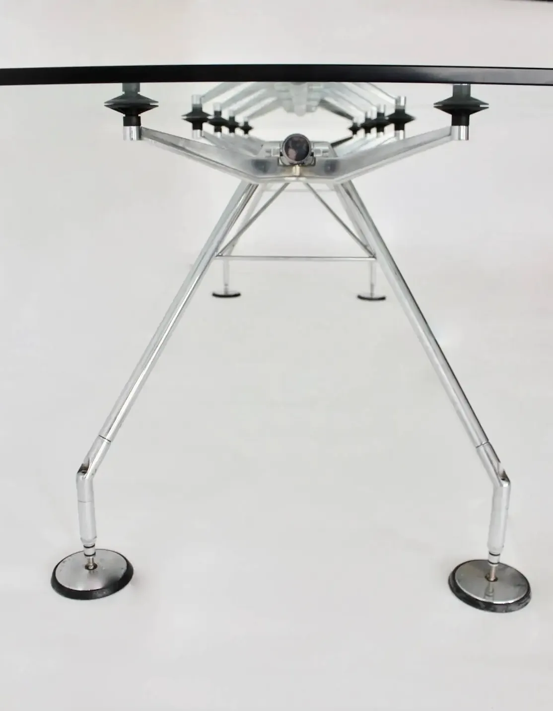Vintage Chrome And Glass Dining Table Nomos By Sir Norman Foster 1986 photo vinterior