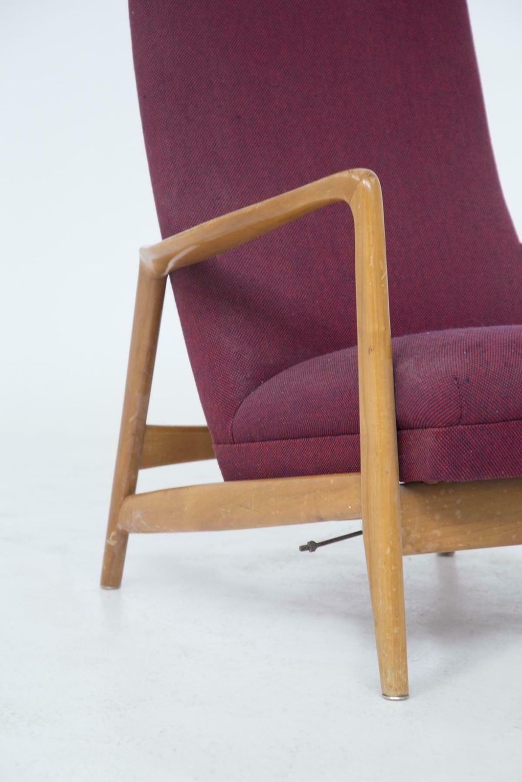 Vintage Reclining Armchair In Wood Attr Giò Ponti photo Furniture