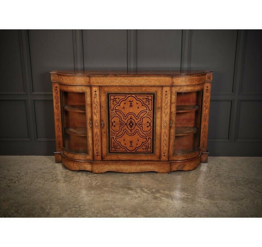 Victorian Burr Walnut Marquetry Inlaid Credenza photo buy