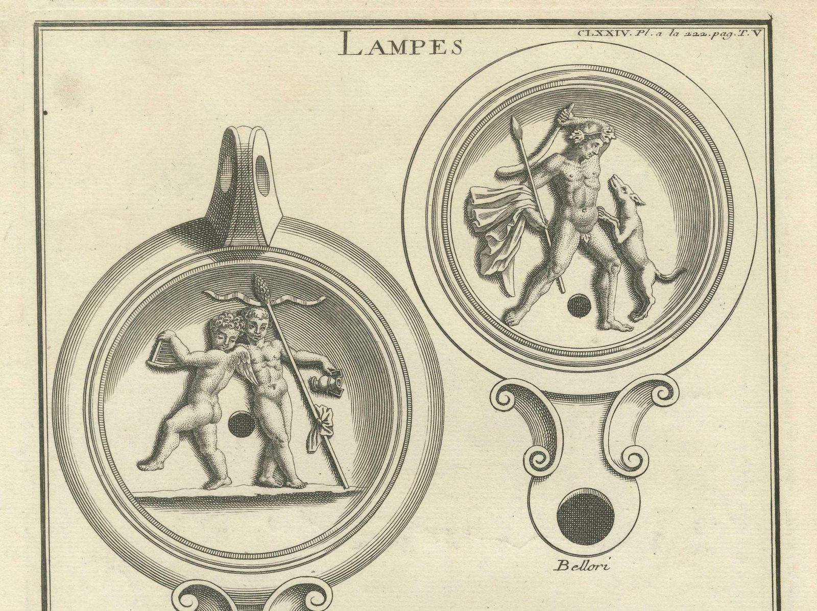 Ancient Lamps In Art: Montfaucon's 18th Century Engravings, Circa 1722 photo buy