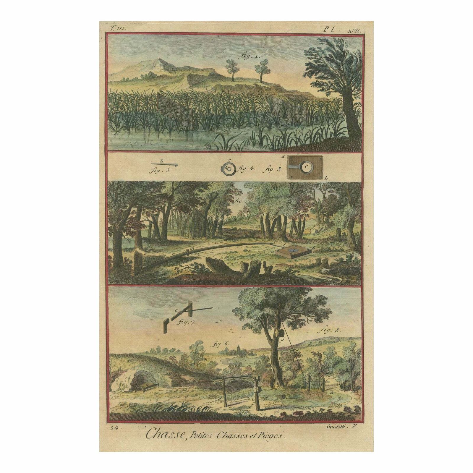 Engraving Of Various Hunting Traps, Published In 1793