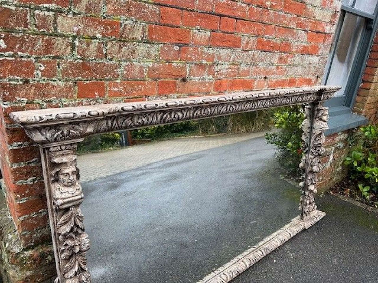 A Superb Large Antique English 19th C Ornate Carved Wood Framed Mirror photo for sale