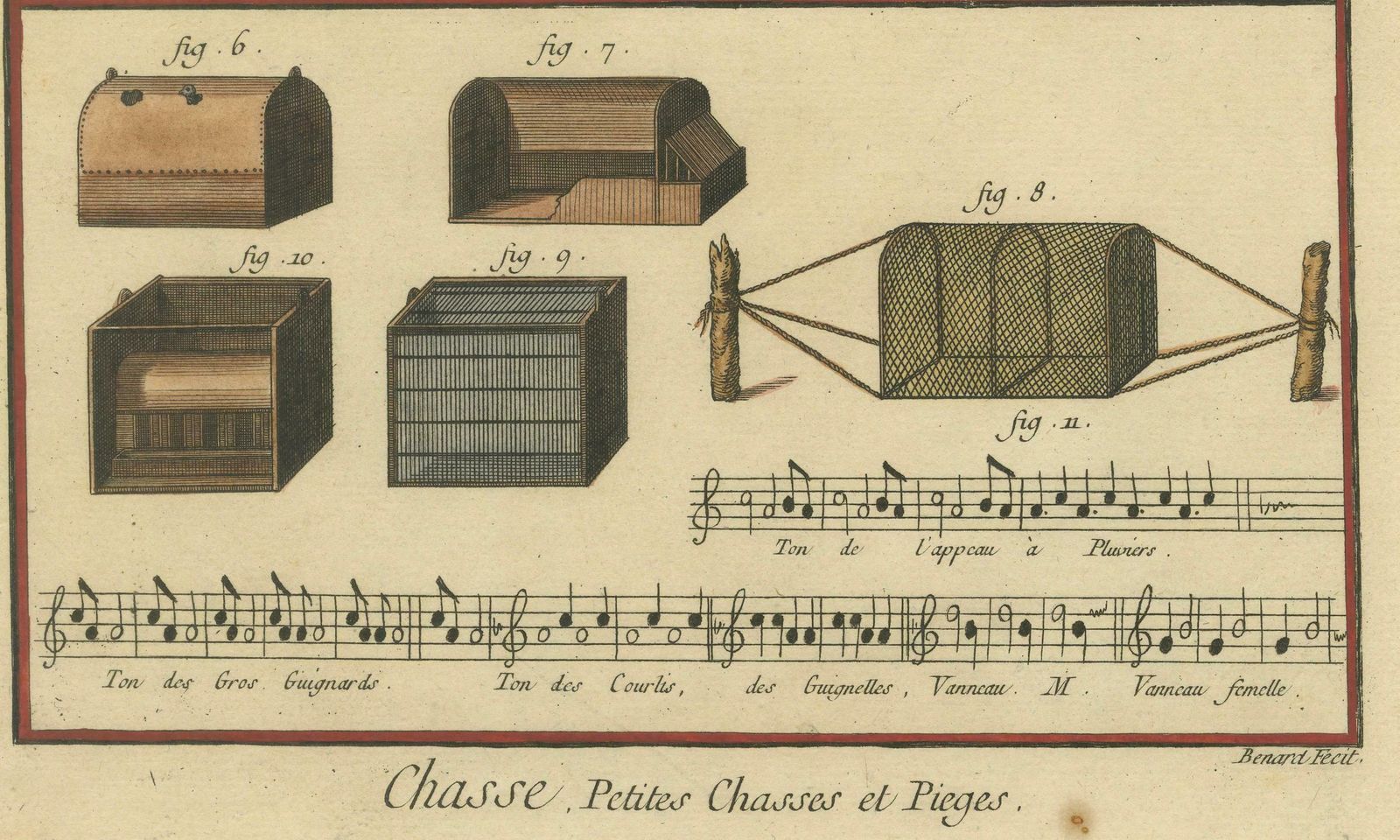 Original Antique Engraving Of Hunting, Small Game Hunting And Traps, 1793 photo for sale