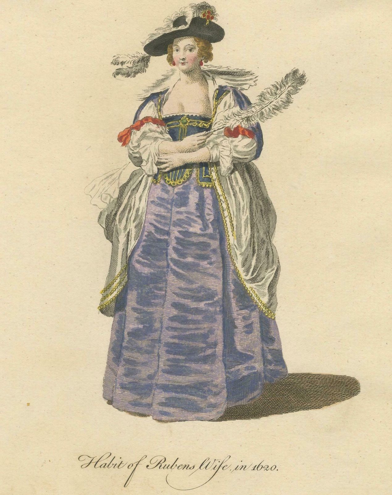 1620 Elegance: The Attire Of A Painter's Muse Engraved, Circa 1756 photo for sale