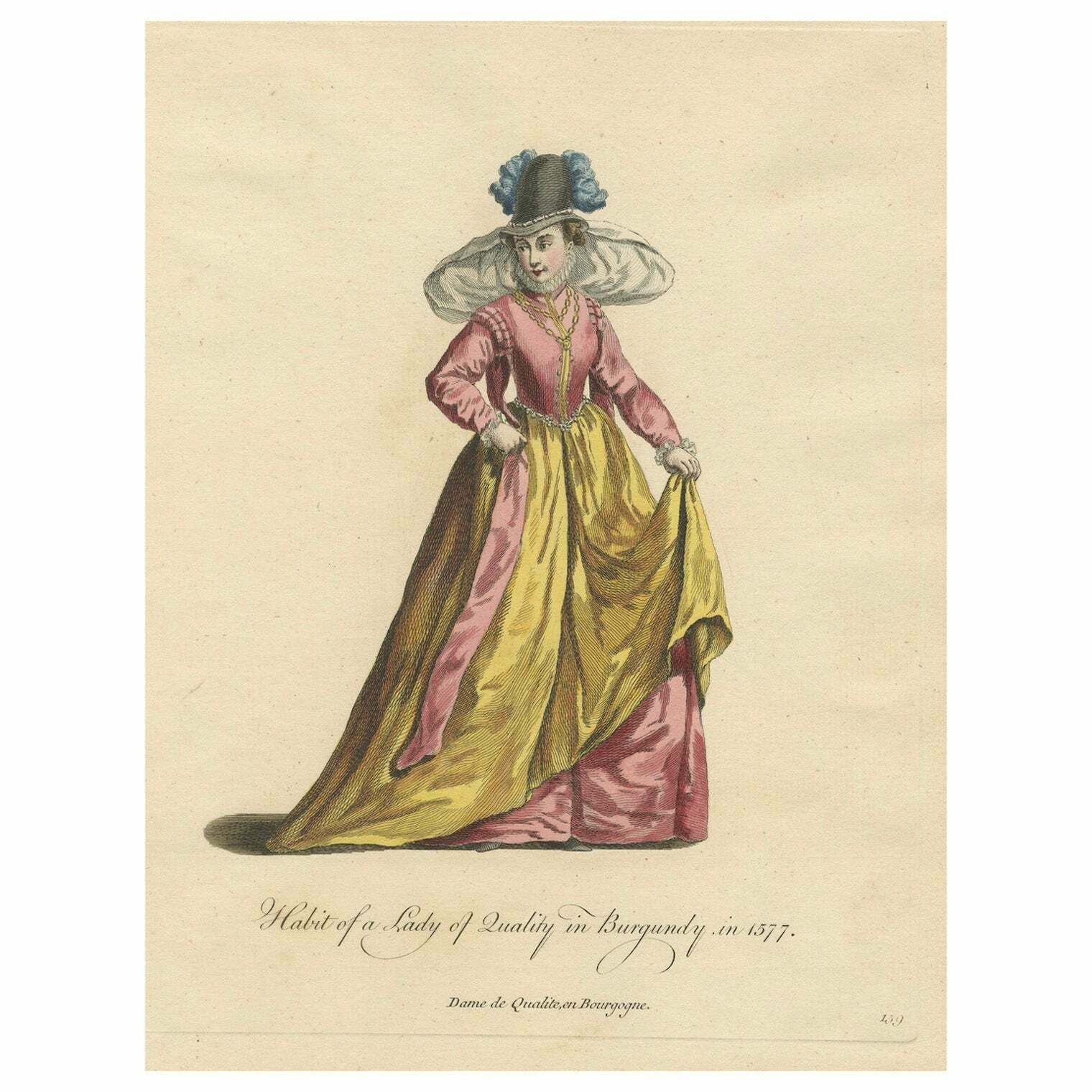 Habit Of A Lady Of Quality In Burgundy In 1577, Published In 1757