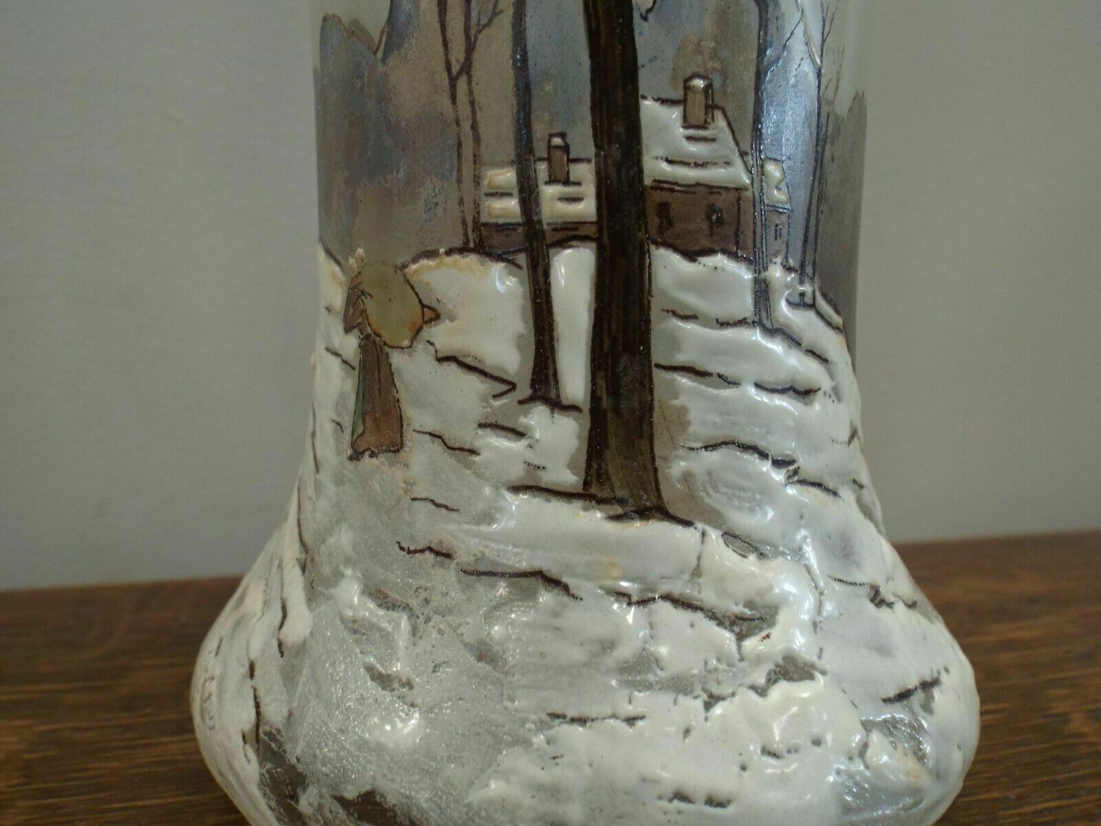 Large Antique Legras Winter Landscape Enamelled Vase photo vinterior