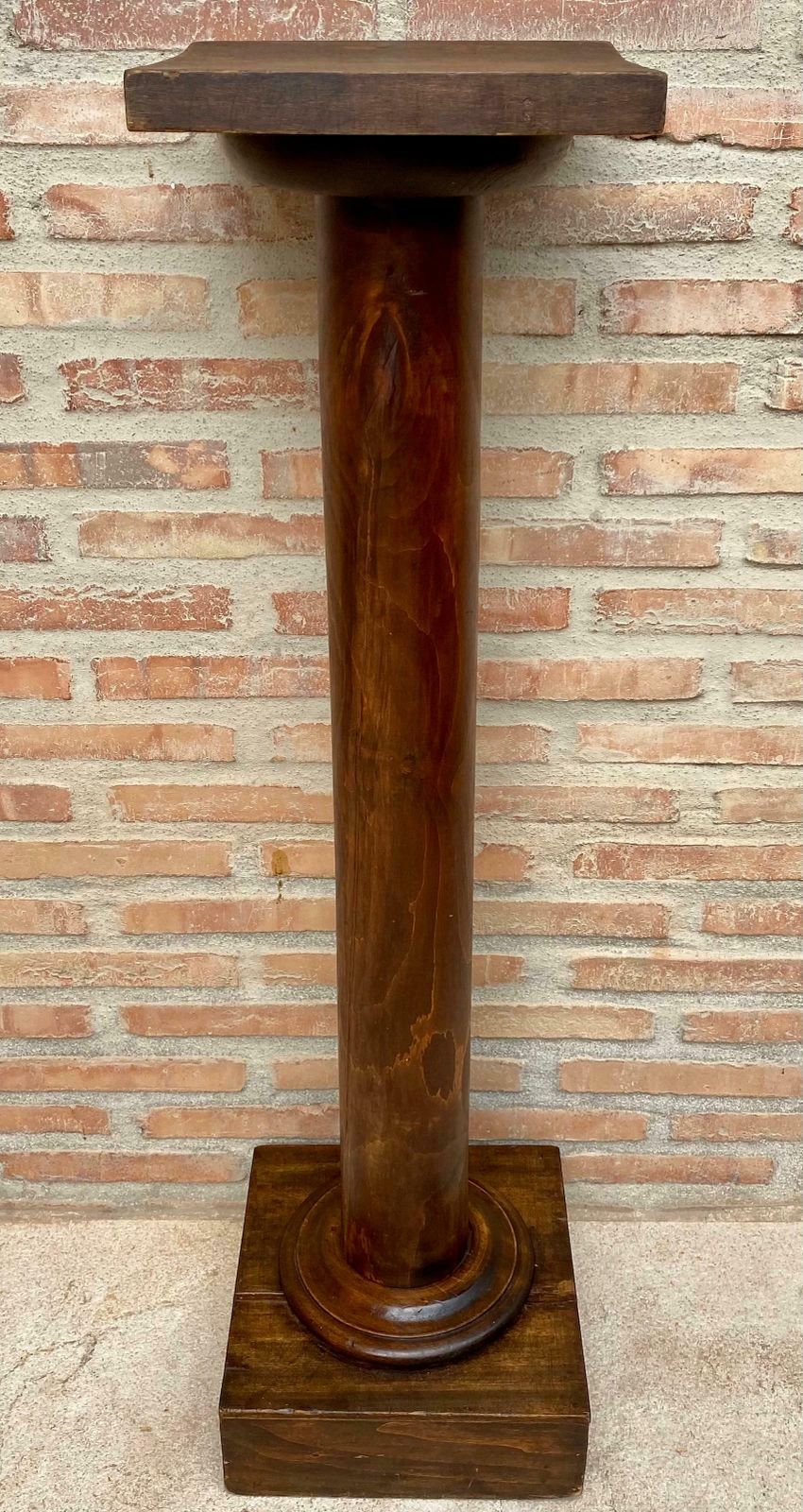 Mid Century French Pedestal Plant Holder In Walnut Wood, 1960s photo 1323.0