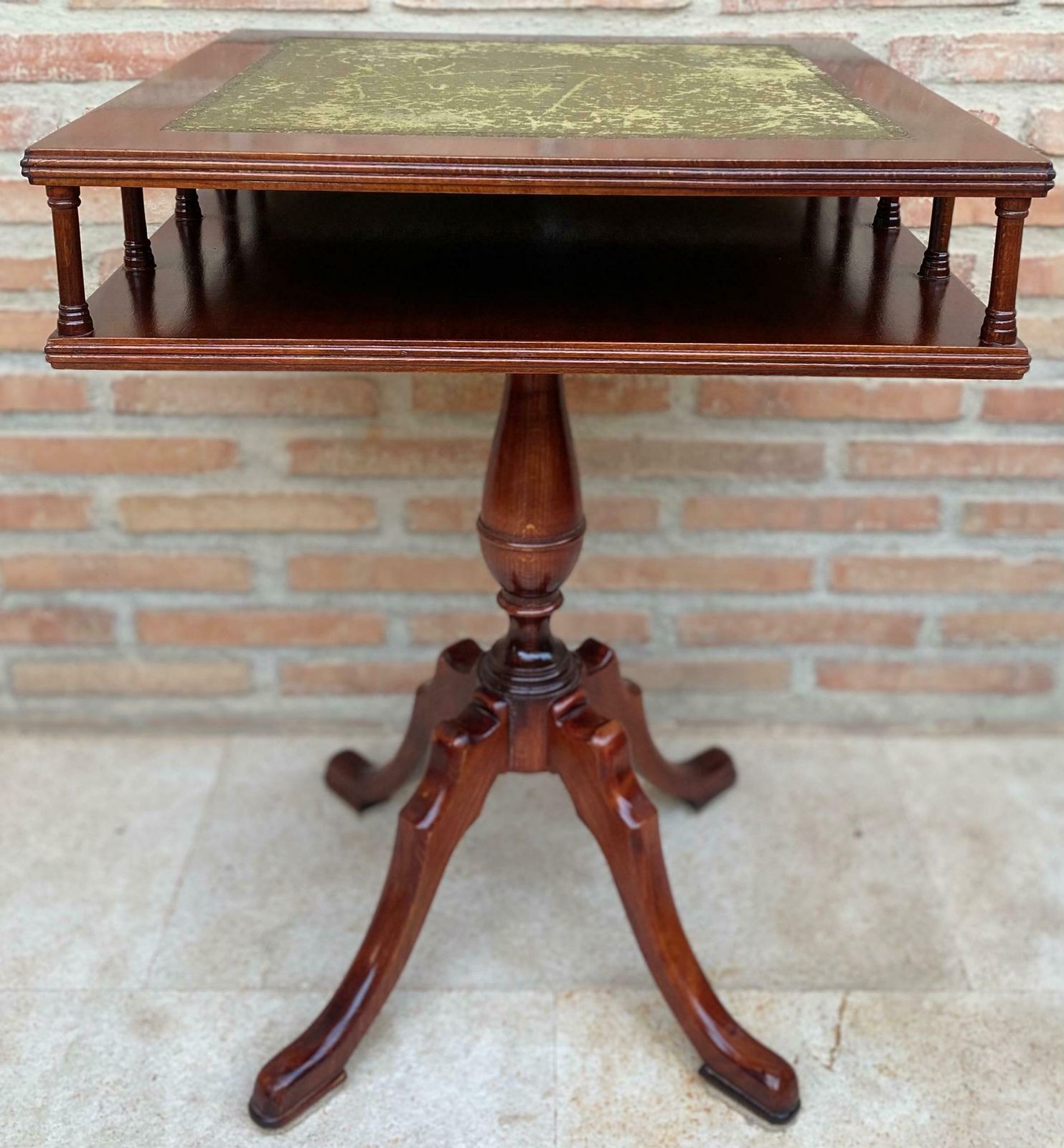 Table de jeu Regency en bois, plateau en cuir vert, XIXe siècle, années 1890 photo Mobilier