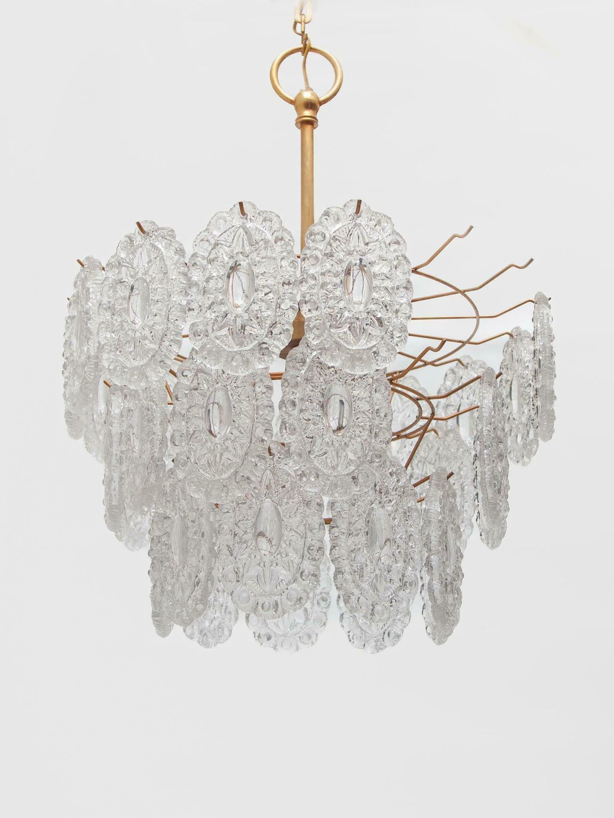 Massive Rosette Crystal Glass Chandelier, 1970s Belgium photo for sale