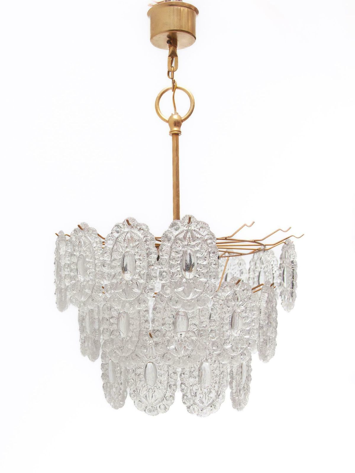 Massive Rosette Crystal Glass Chandelier, 1970s Belgium photo vinterior