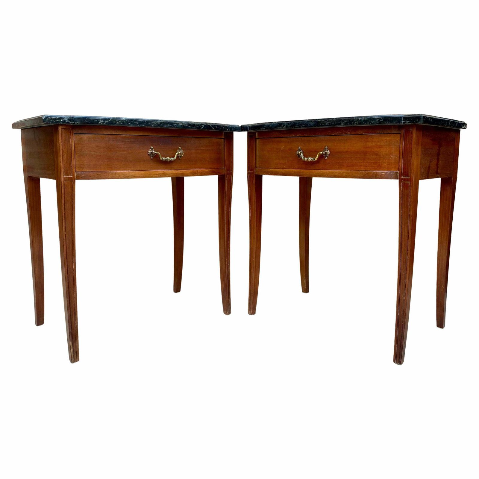 Modern Nightstands With Grey Marble Top, 1940, Set Of 2