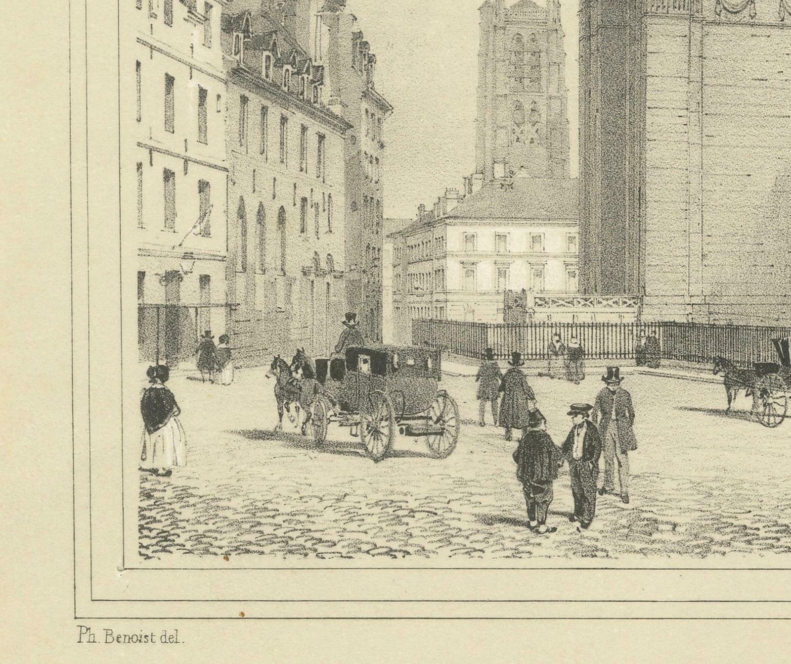 Decorative Engraved Panthéon Paris In The 1800s By Bry & Benoist