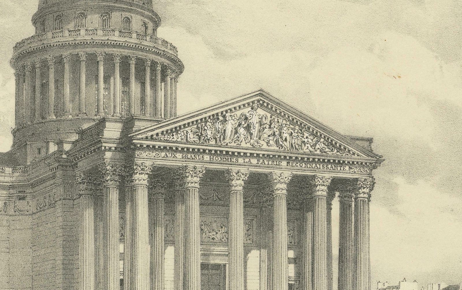 Decorative Engraved Panthéon Paris In The 1800s By Bry & Benoist photo Art