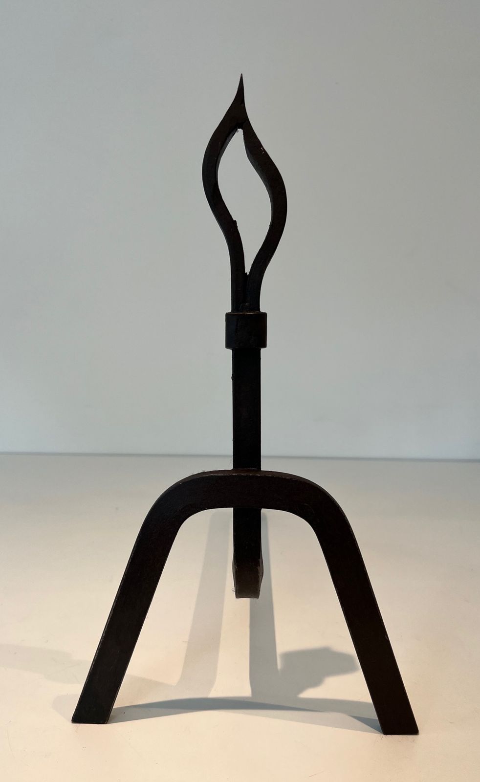 Pair Of Modernist Wrought Iron Andirons photo vintage