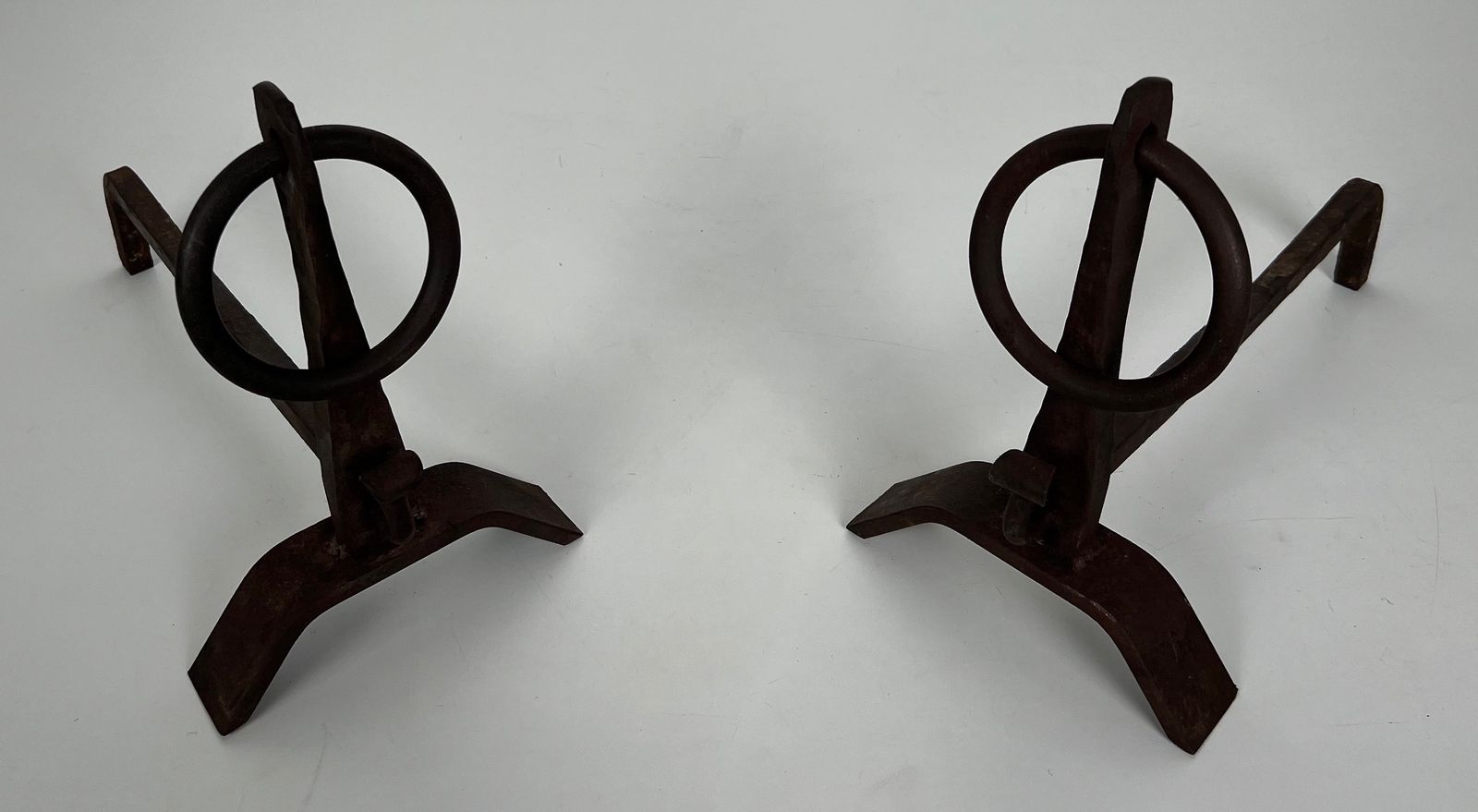 photo furniture Pair Of Modernist Wrought Iron Andirons In The Taste Of Jacques Adnet