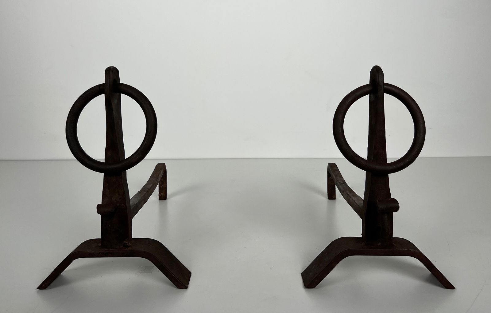 1250.0 Pair Of Modernist Wrought Iron Andirons In The Taste Of Jacques Adnet photo