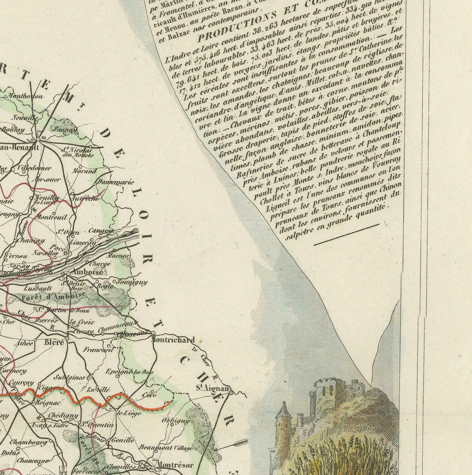 Mapping History: The Decorative Cartography Of Indre Et Loire By Levasseur, 1856 photo vintage