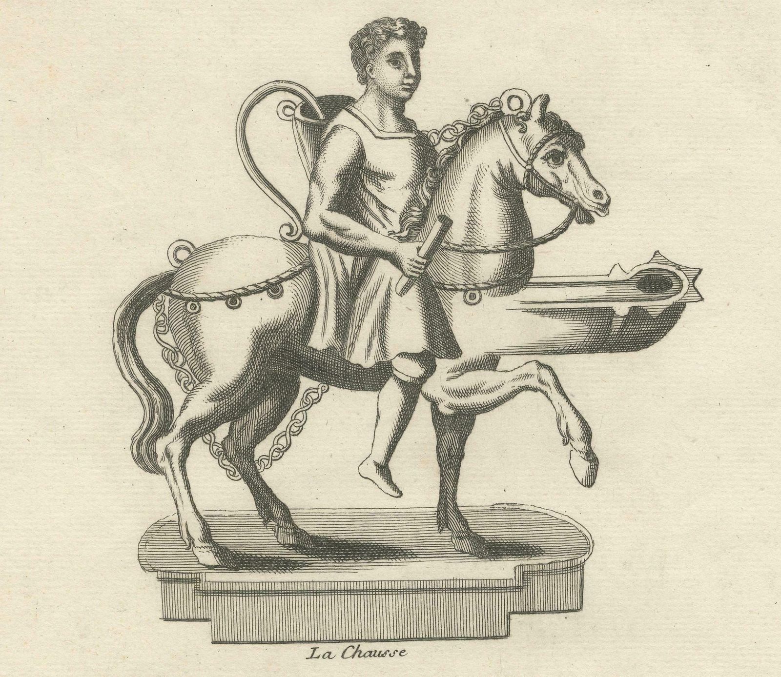 Mounted Warrior Lamp: Montfaucon's Antiquities Engraved, 1722 photo 349.0