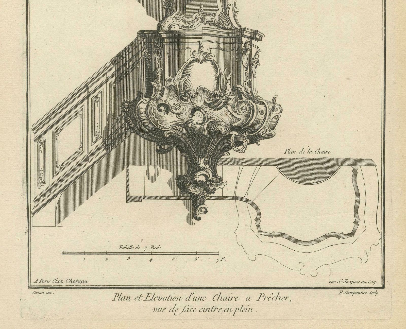 Original Antique Baroque Sermon Pulpit With Full Arch Elevation, Circa 1740 photo for sale