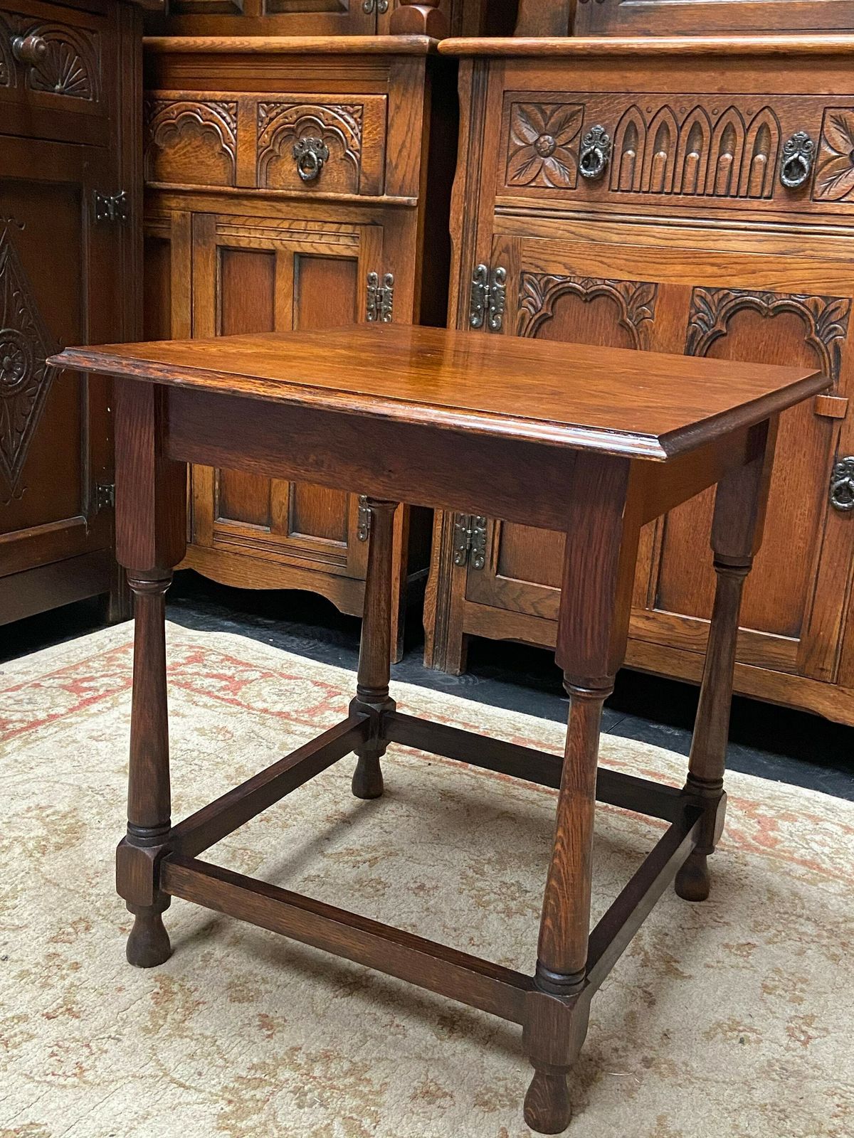 Vintage Wooden Occasional Table / Dark Oak / Made In England / Circa 1920 photo for sale