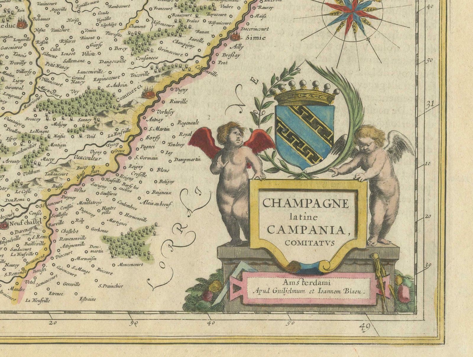 Authentic 1644 Janssonius Map Of The Champagne Region (Campania) In France photo vinterior