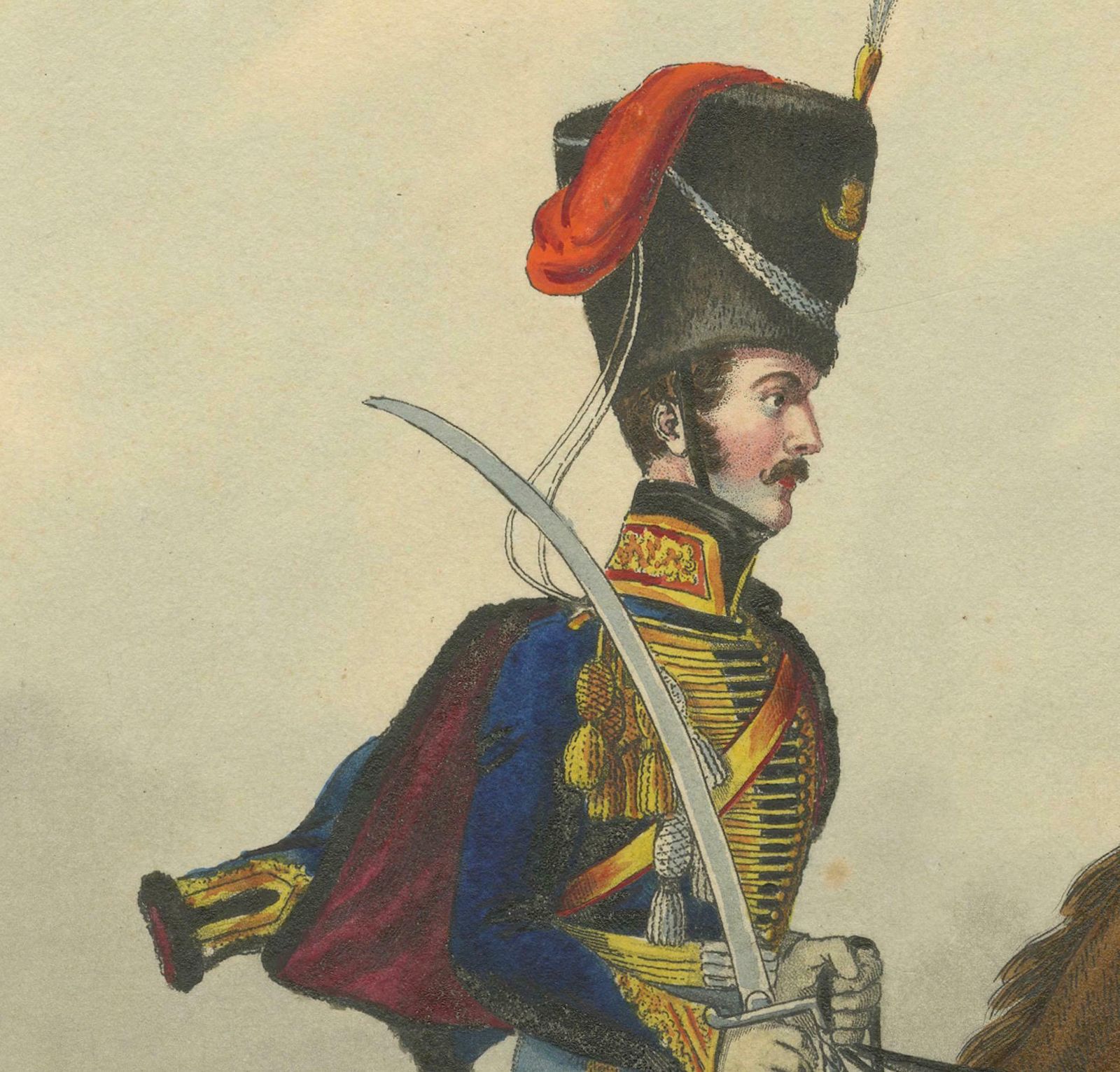 Hanoverian Guard Hussar Officer Elegance, 19th Century Military Print photo buy