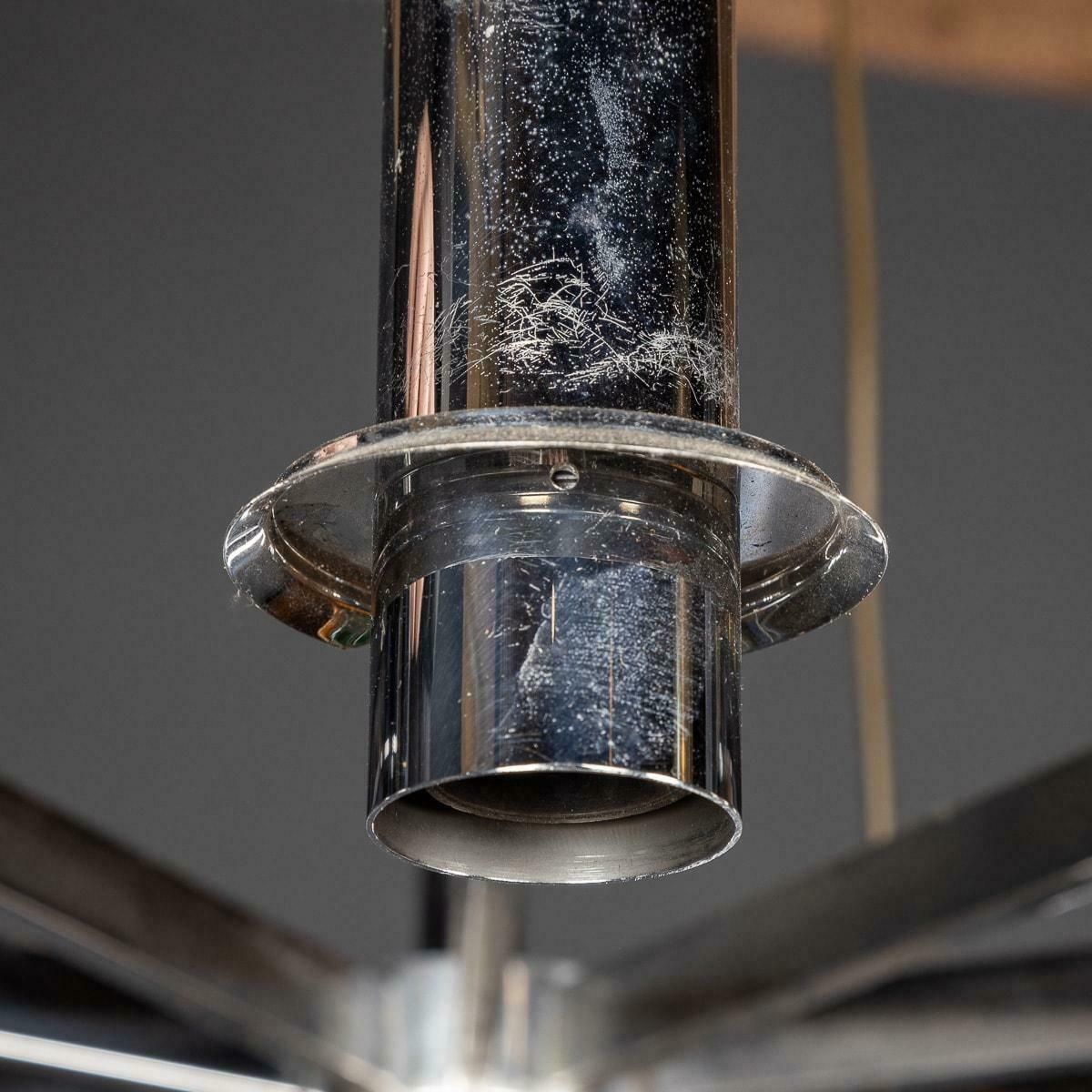 photo buy 20th Century Italian Chrome & Smoked Glass Eighteen Light Chandelier C.1970