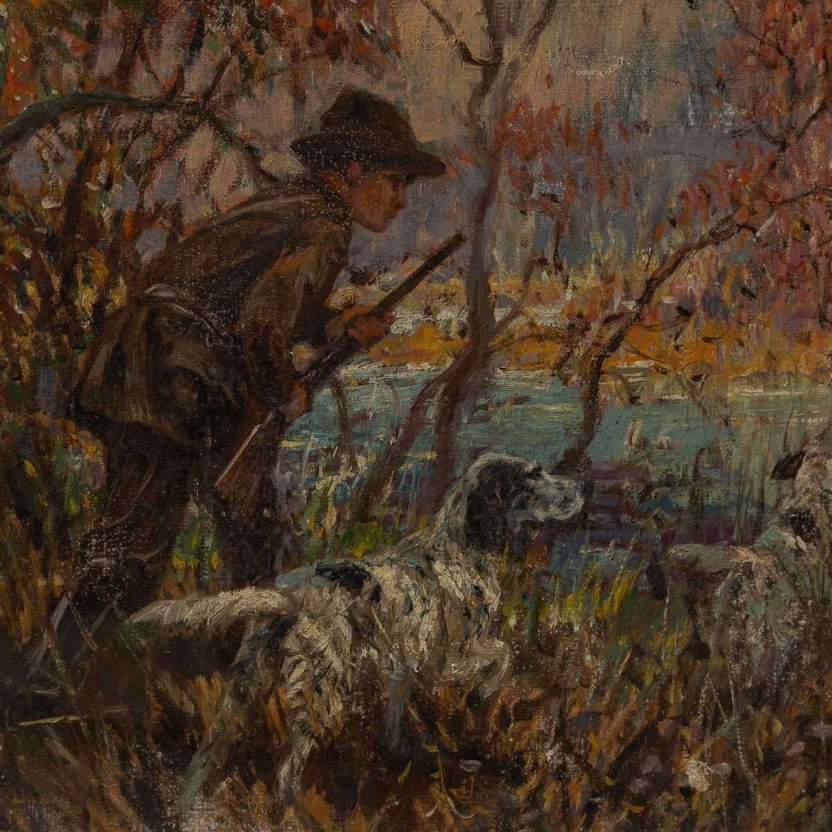 Antique 20thc Framed Hunting Scene Oil On Canvas By Frederick Thomas Daws C.1923 photo buy