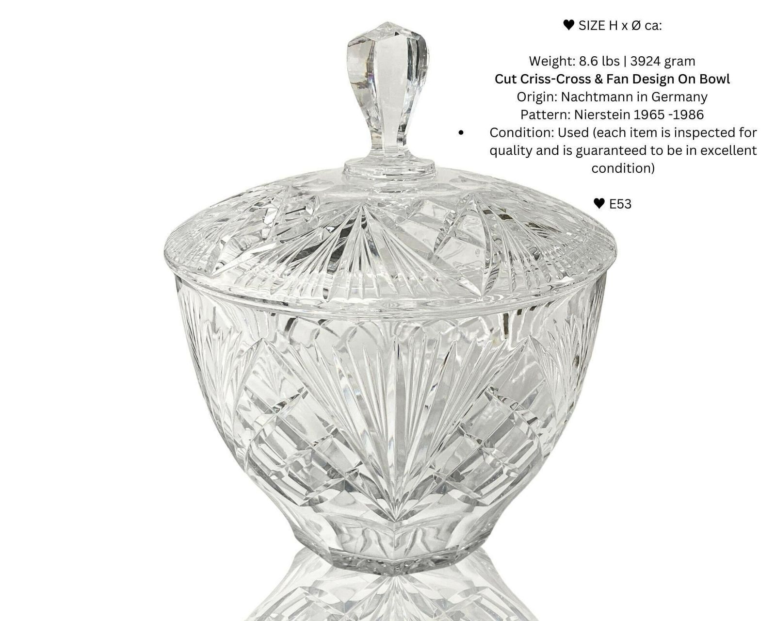 Nachtmann Punch Bowl | Nierstein Set | 12 Cups + Coasters | 1 Bowl With Member | Cut Criss Cross & Fan Design photo for sale