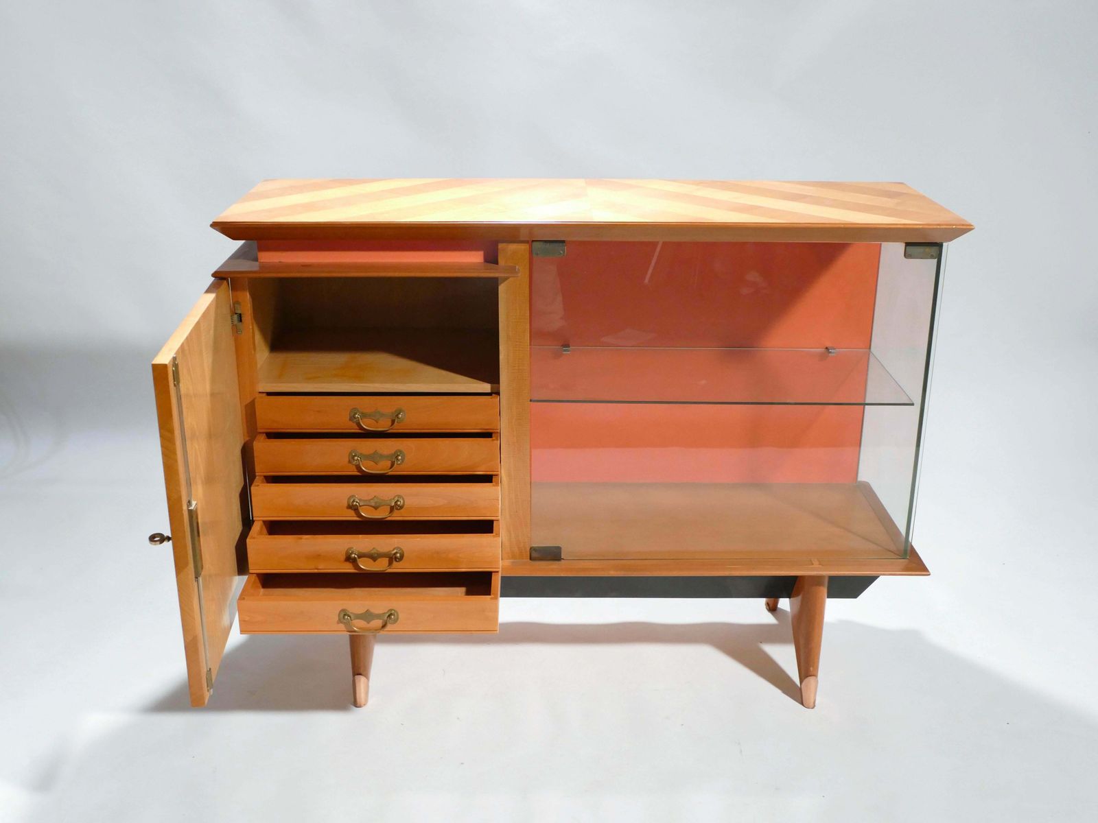 Midcentury French Modernist Cabinet Vaisselier, 1950s photo for sale