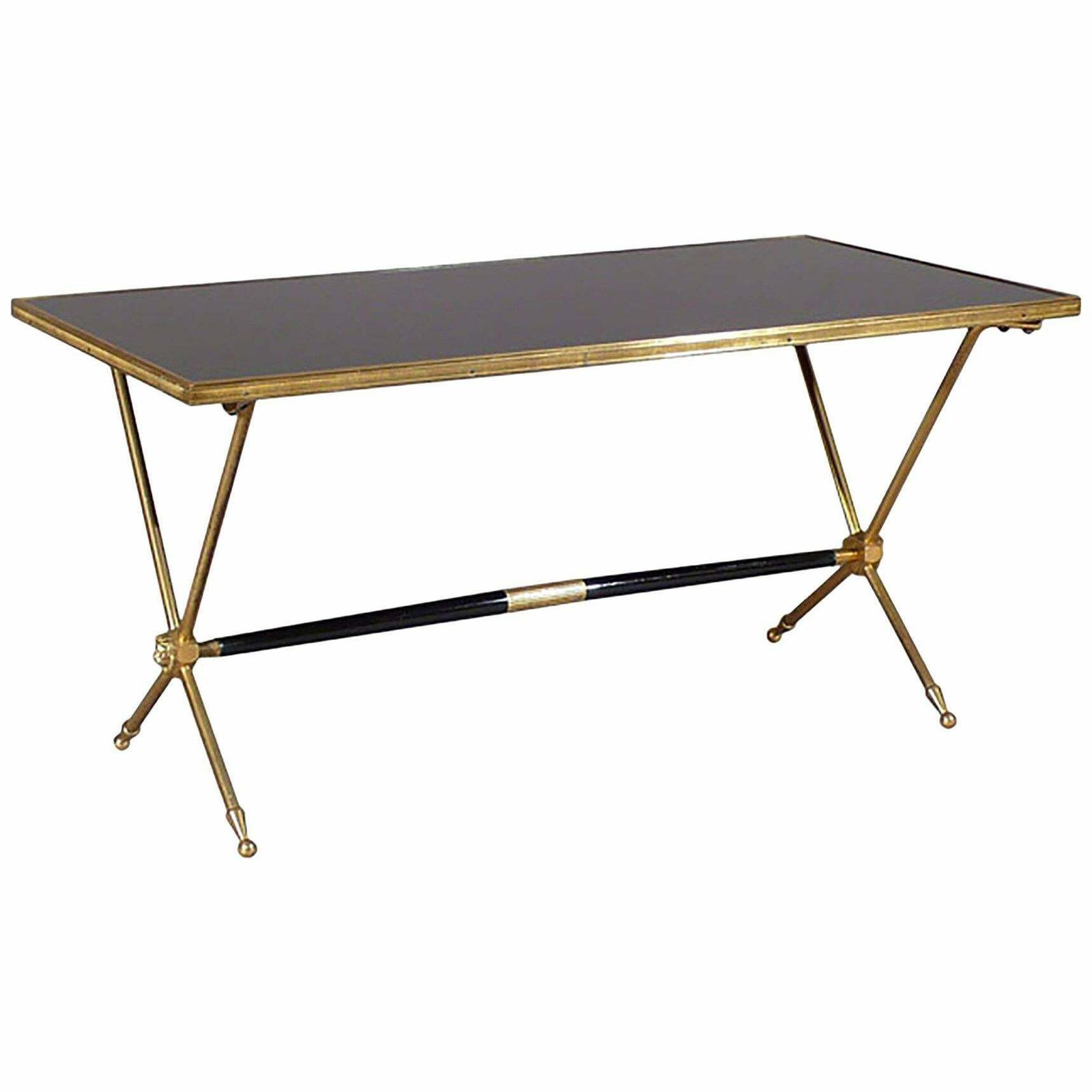 Table basse néoclassique française Raphael en laiton et opaline, années 1960 photo furniture