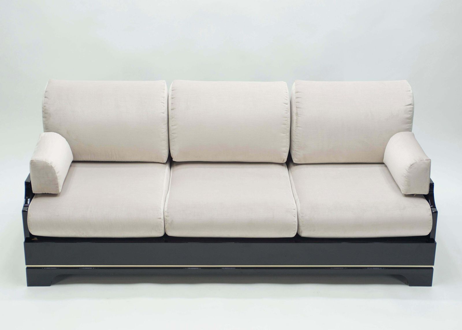Canapé mid-century modern italien laqué et laiton, par Romeo Rega, années 1970 photo furniture
