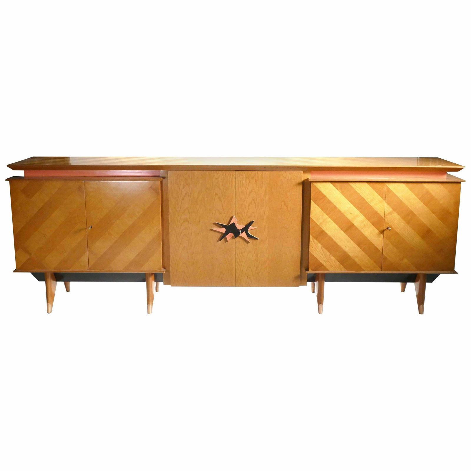 French Mid Century Extra Large Modernist Oak Sideboard 1950s