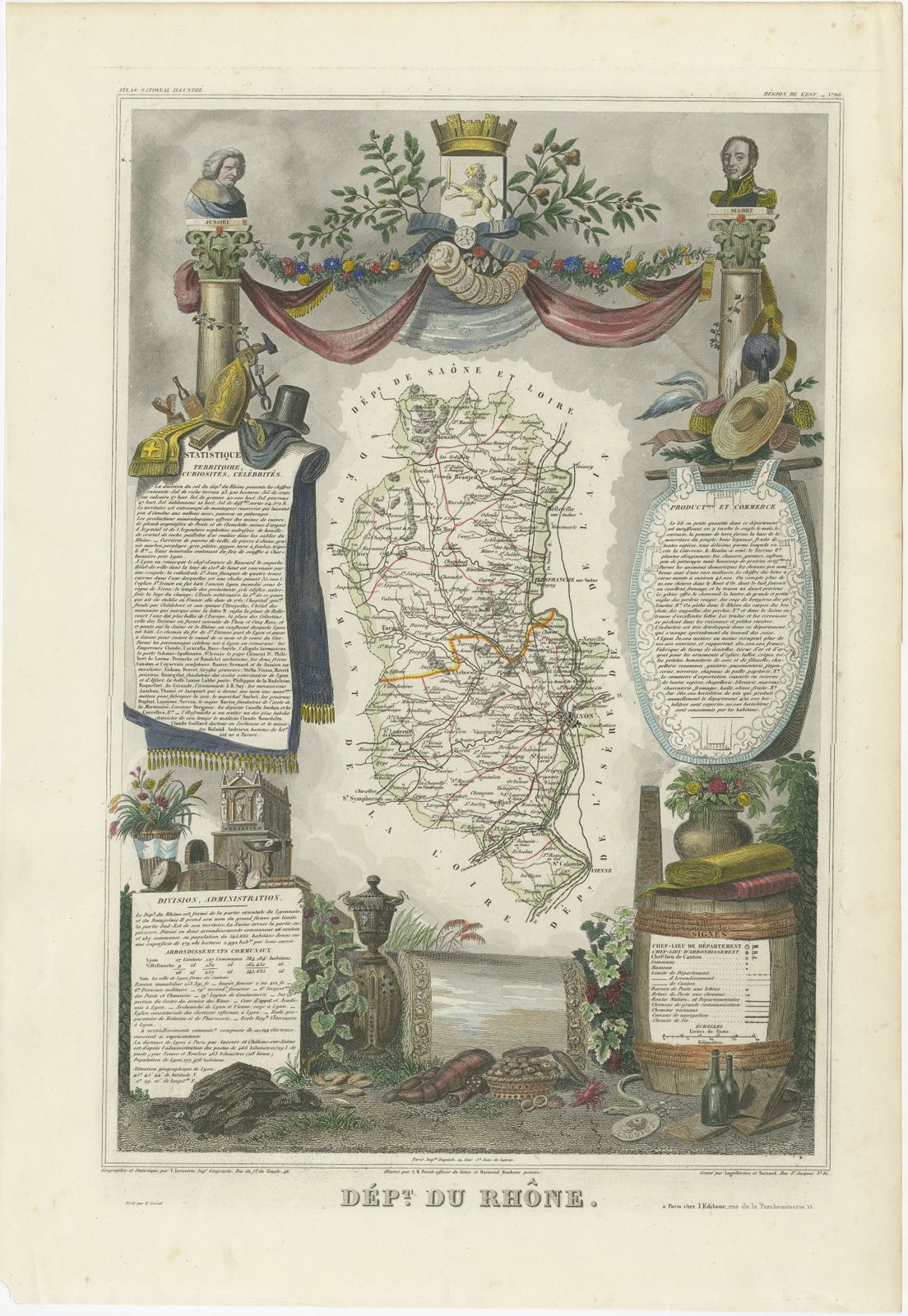 Map Of Rhône: Culture And Commerce In Lyon's Silk And Wine Legacy, 1852 photo furniture