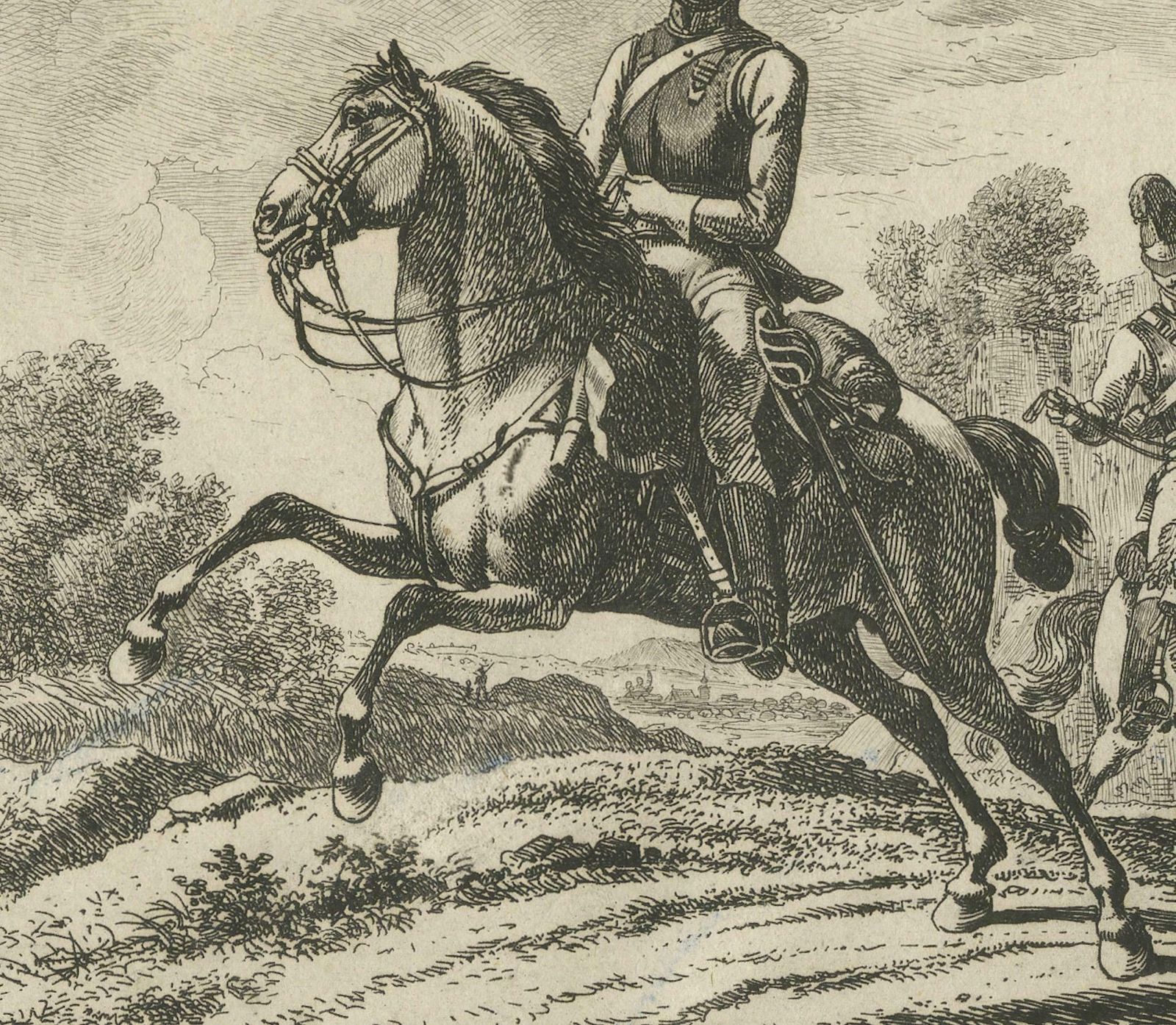 Original Engraving Of Austrian Soldiers On Horseback, 1812 photo for sale