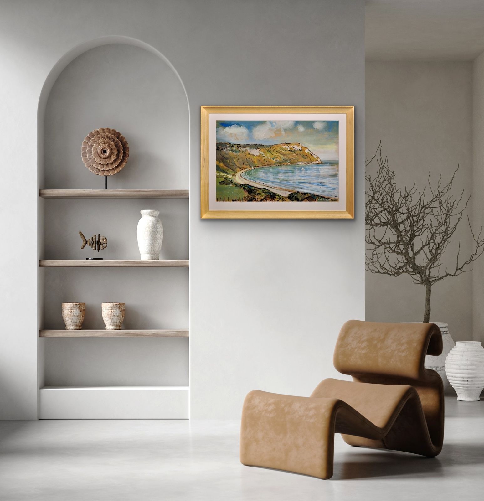 Lionel Horsnell 1932 To 2011. Ringstead Bay And White Nothe, Dorset. Weymouth & Portland. Jurassic Coast Landscape. 1960s Framed Watercolour Painting. photo vinterior