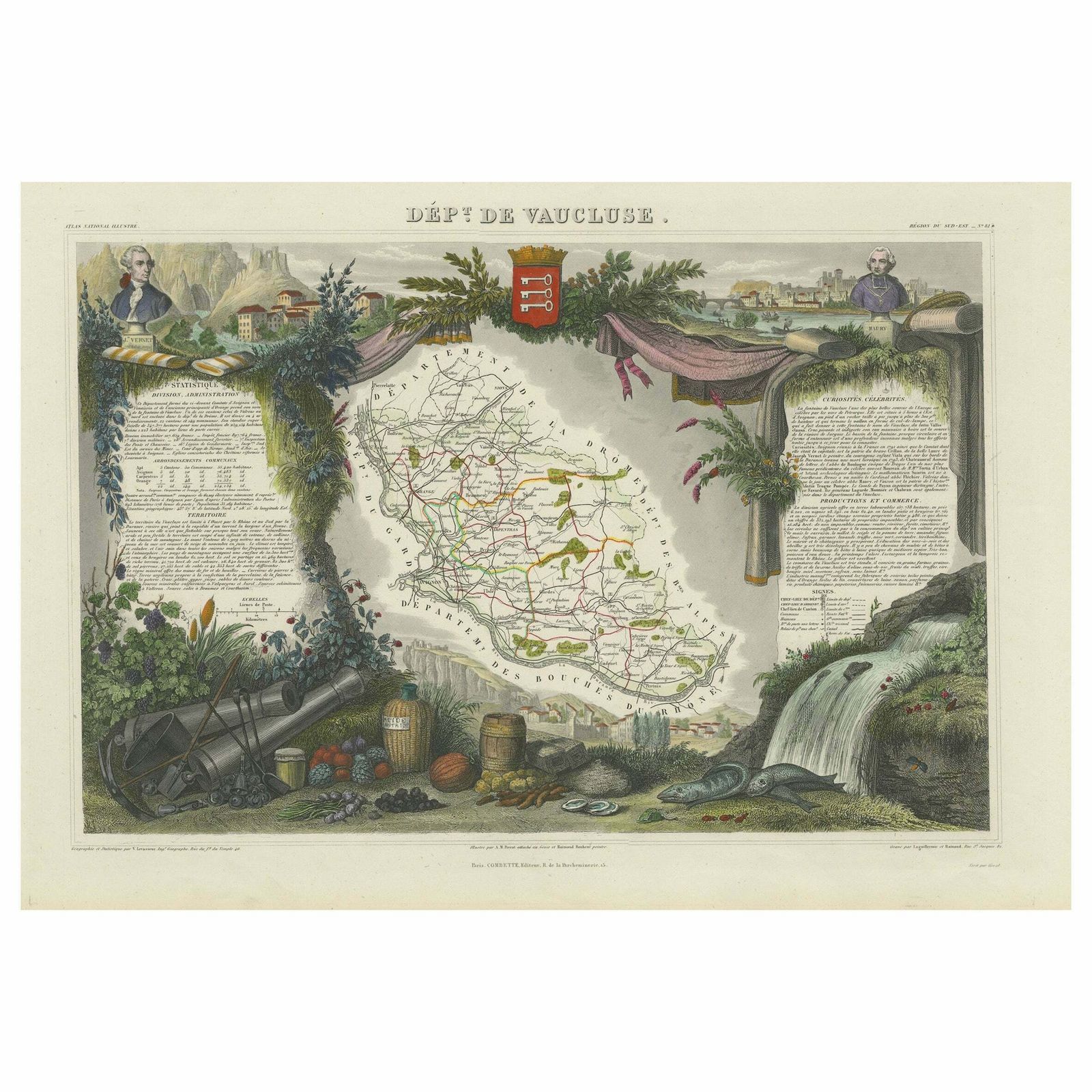 Old Map Of Vaucluse, France: A Cartographic Celebration Of Viticulture, 1852