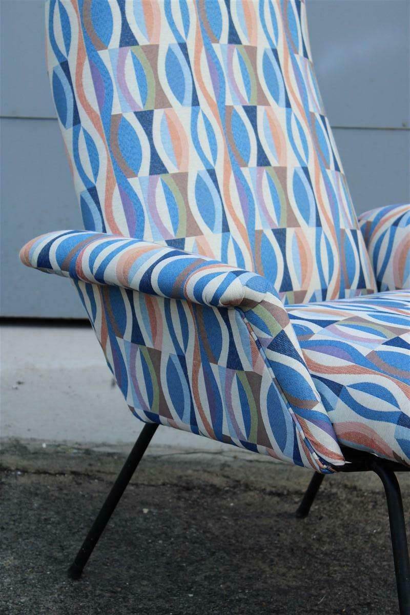 Italian Mid Century Armchair Arflex 1950s Optical Fabric Iron Feet photo for sale