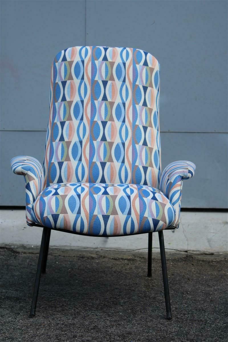 photo for sale Italian Mid Century Armchair Arflex 1950s Optical Fabric Iron Feet