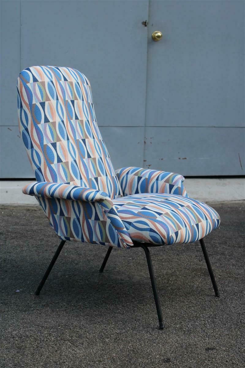 2708.0 Italian Mid Century Armchair Arflex 1950s Optical Fabric Iron Feet photo