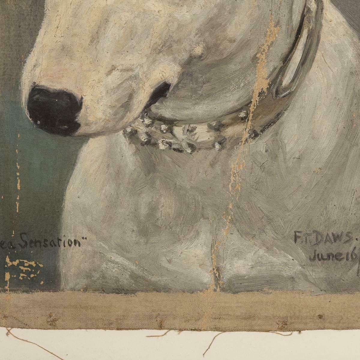 Antique 20thc Framed English Bull Terrier Oil On Canvas By Frederick Thomas Daws photo furniture