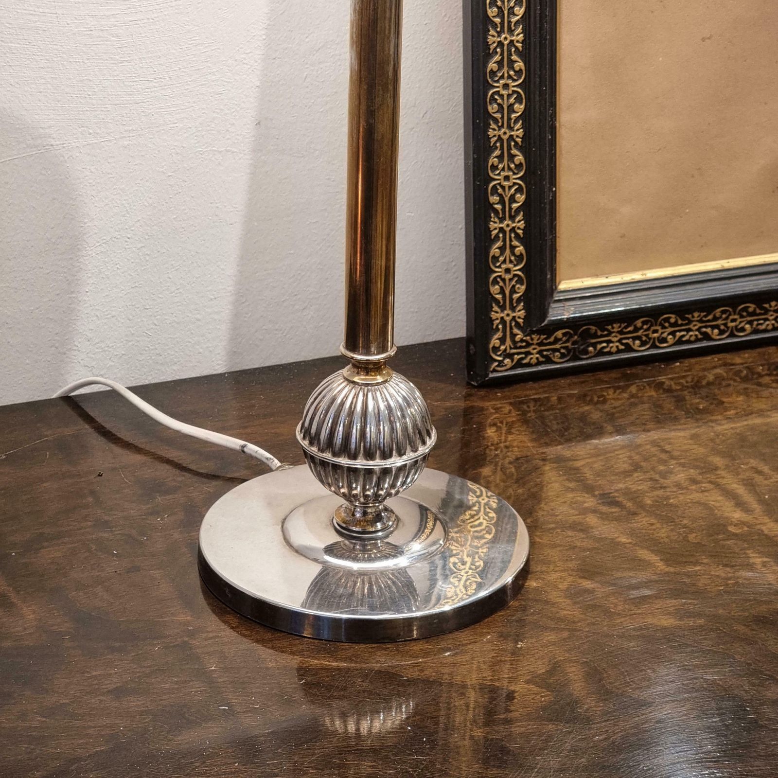Swedish Court Jeweler Cg Hallberg, Table Lamp, Silver Plate, Swedish Grace 1930s photo vintage