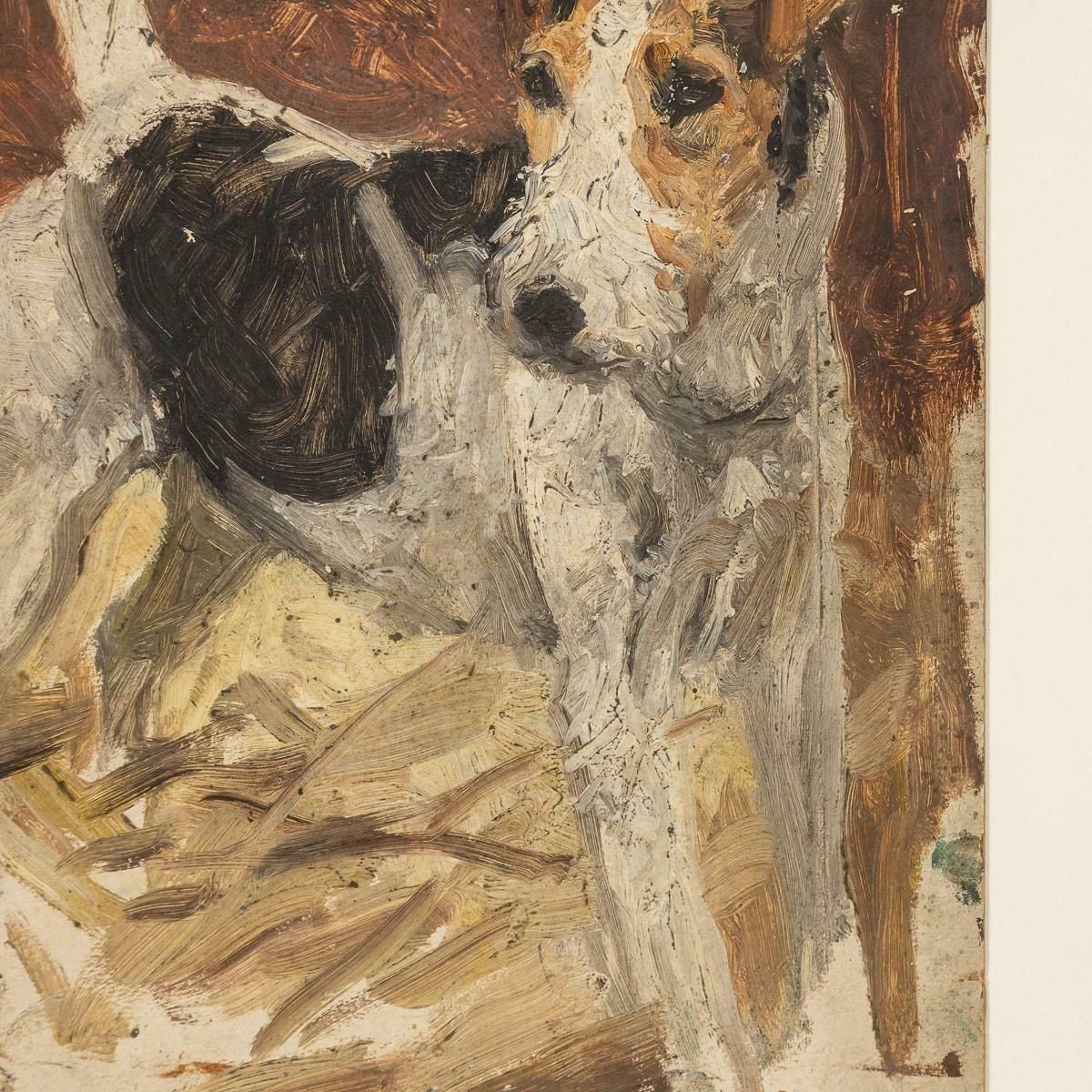 photo furniture Antique 20thc Framed Jack Russell Terrier Oil On Canvas By Frederick Thomas Daws