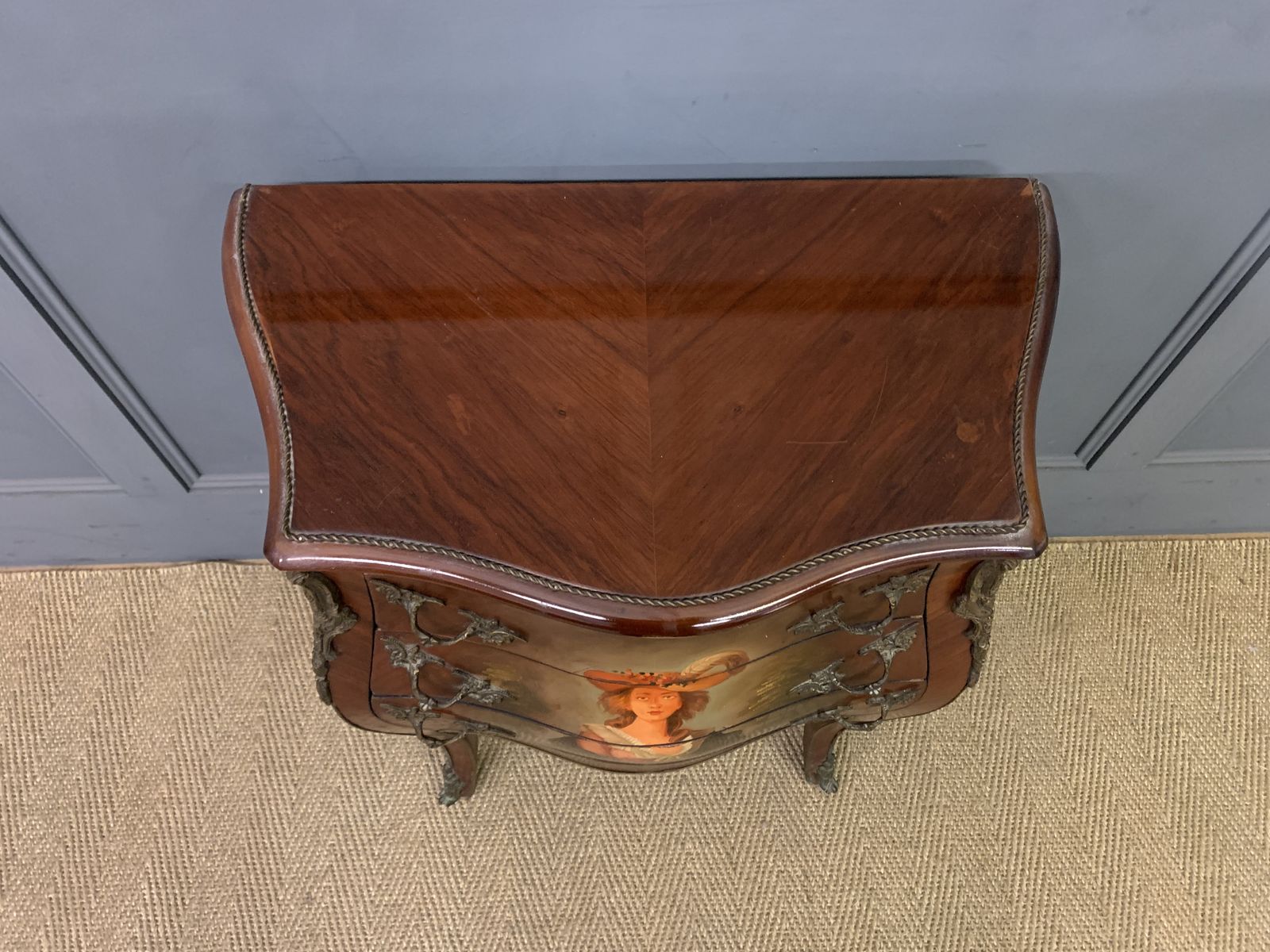 Hand Painted French Bombe Commode photo for sale